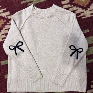 Aerie Cream Sweater with Black Bow Details